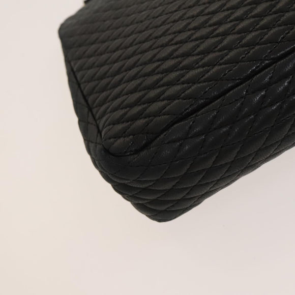 BALLY Chain Shoulder Bag Leather Black Gold Auth 133026