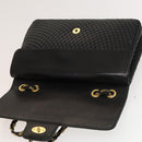 BALLY Chain Shoulder Bag Leather Black Gold Auth 133026-10