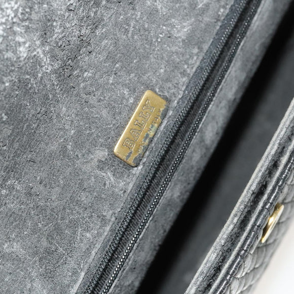 BALLY Chain Shoulder Bag Leather Black Gold Auth 133026