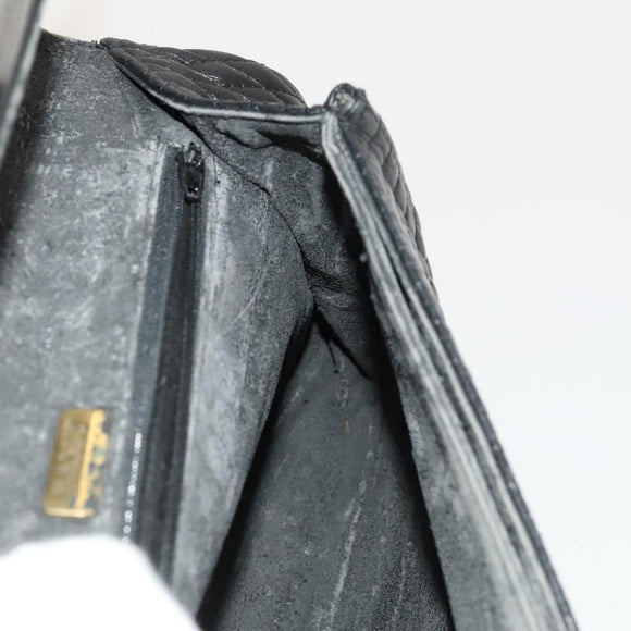 BALLY Chain Shoulder Bag Leather Black Gold Auth 133026