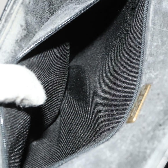 BALLY Chain Shoulder Bag Leather Black Gold Auth 133026