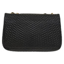 BALLY Chain Shoulder Bag Leather Black Gold Auth 133026-2
