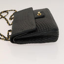 BALLY Chain Shoulder Bag Leather Black Gold Auth 133026-4