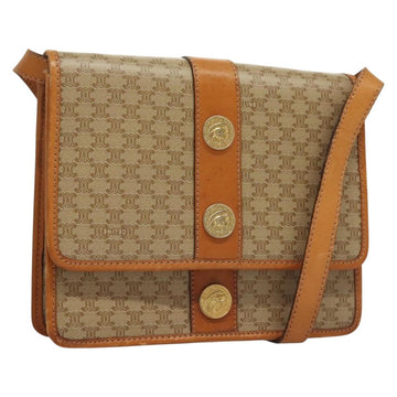 CELINE Macadam Canvas Shoulder Bag PVC Beige Gold Auth 133028