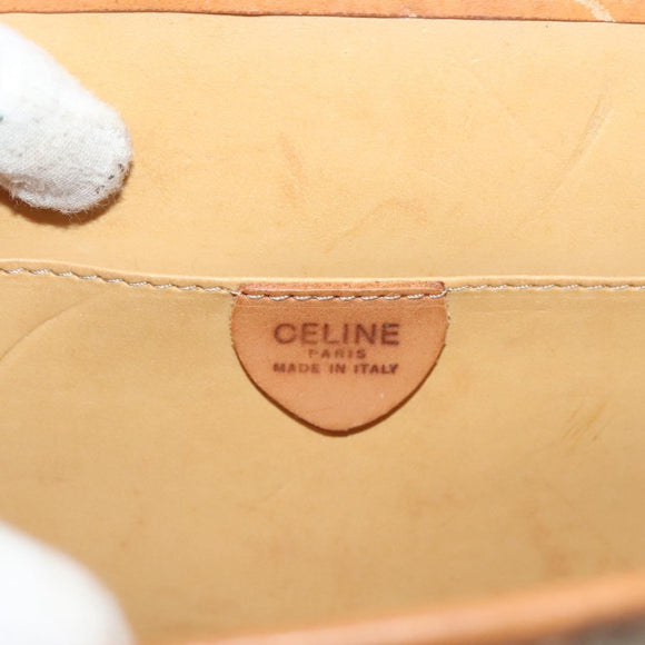 CELINE Macadam Canvas Shoulder Bag PVC Beige Gold Auth 133028