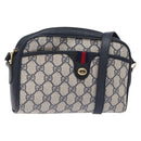 GUCCI GG Supreme Sherry Line Shoulder Bag PVC Navy Gold 116 02 089 Auth 133031-1