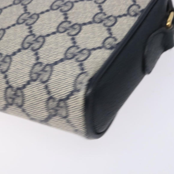 GUCCI GG Supreme Sherry Line Shoulder Bag PVC Navy Gold 116 02 089 Auth 133031