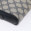 GUCCI GG Supreme Sherry Line Shoulder Bag PVC Navy Gold 116 02 089 Auth 133031-8