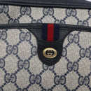 GUCCI GG Supreme Sherry Line Shoulder Bag PVC Navy Gold 116 02 089 Auth 133031-18
