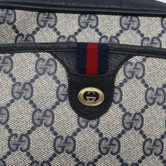GUCCI GG Supreme Sherry Line Shoulder Bag PVC Navy Gold 116 02 089 Auth 133031