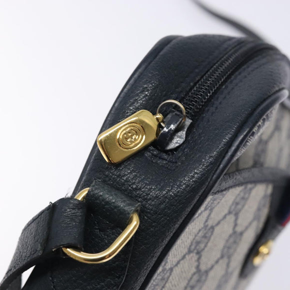 GUCCI GG Supreme Sherry Line Shoulder Bag PVC Navy Gold 116 02 089 Auth 133031