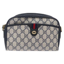 GUCCI GG Supreme Sherry Line Shoulder Bag PVC Navy Gold 116 02 089 Auth 133031-13