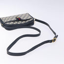 GUCCI GG Supreme Sherry Line Shoulder Bag PVC Navy Gold 116 02 089 Auth 133031-7