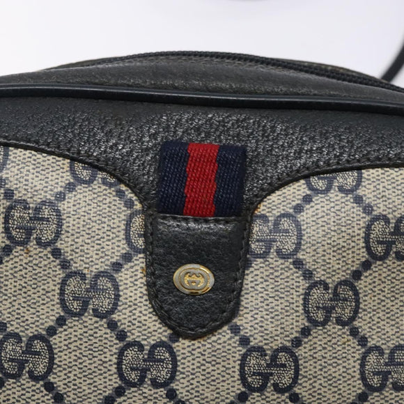 GUCCI GG Supreme Sherry Line Bag PVC Navy Gold Red 89 02 066 Auth 133032