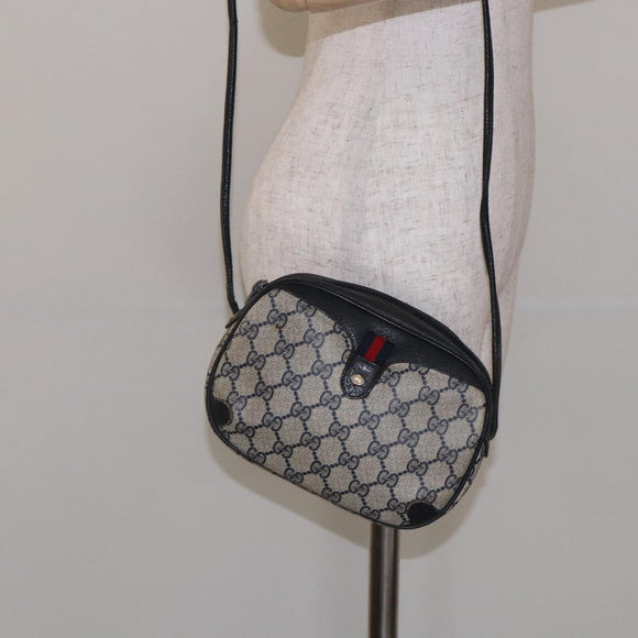 GUCCI GG Supreme Sherry Line Bag PVC Navy Gold Red 89 02 066 Auth 133032