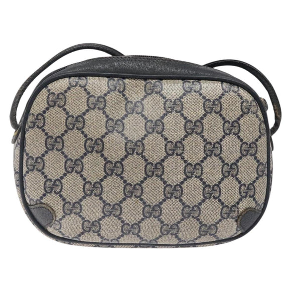 GUCCI GG Supreme Sherry Line Bag PVC Navy Gold Red 89 02 066 Auth 133032