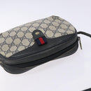 GUCCI GG Supreme Sherry Line Bag PVC Navy Gold Red 89 02 066 Auth 133032-6