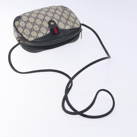 GUCCI GG Supreme Sherry Line Bag PVC Navy Gold Red 89 02 066 Auth 133032