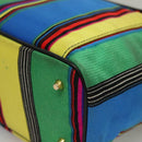 Gianni Versace Vanity Hand Bag Canvas 2way Blue Gold Auth 133035-13