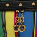 Gianni Versace Vanity Hand Bag Canvas 2way Blue Gold Auth 133035-14