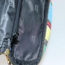 Gianni Versace Vanity Hand Bag Canvas 2way Blue Gold Auth 133035-16