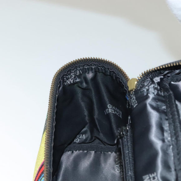 Gianni Versace Vanity Hand Bag Canvas 2way Blue Gold Auth 133035