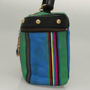 Gianni Versace Vanity Hand Bag Canvas 2way Blue Gold Auth 133035-4