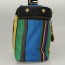 Gianni Versace Vanity Hand Bag Canvas 2way Blue Gold Auth 133035-5