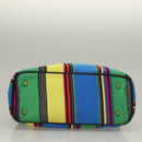 Gianni Versace Vanity Hand Bag Canvas 2way Blue Gold Auth 133035-9