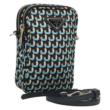 PRADA Shoulder Bag Nylon Blue Silver Auth 133036