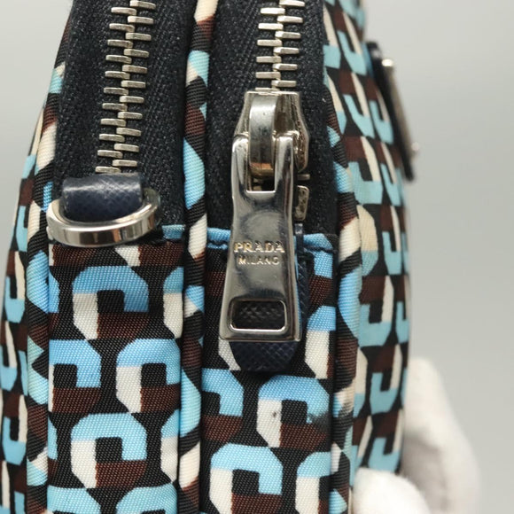 PRADA Shoulder Bag Nylon Blue Silver Auth 133036