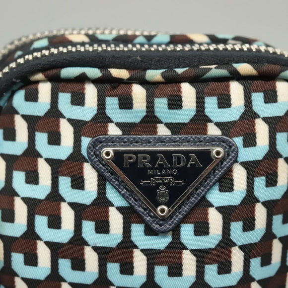 PRADA Shoulder Bag Nylon Blue Silver Auth 133036