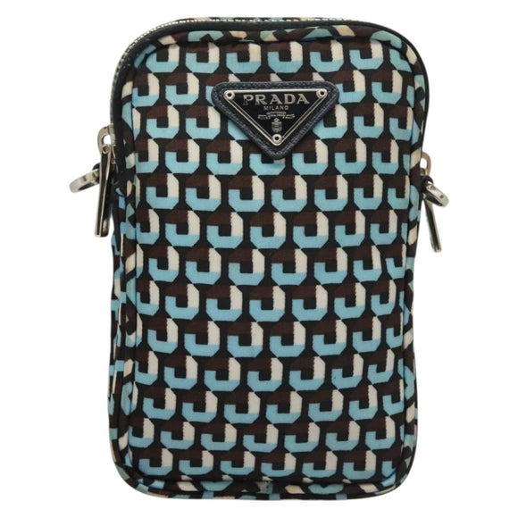 PRADA Shoulder Bag Nylon Blue Silver Auth 133036