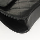 CHANEL Matelasse Chain Hand Bag Lamb Skin Black Silver CC Auth 133037-8
