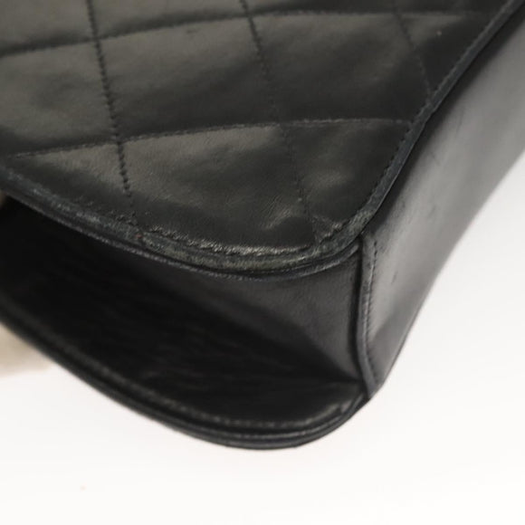 CHANEL Matelasse Chain Hand Bag Lamb Skin Black Silver CC Auth 133037