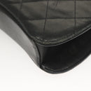 CHANEL Matelasse Chain Hand Bag Lamb Skin Black Silver CC Auth 133037-17