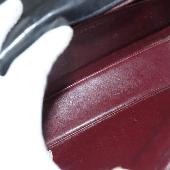 CHANEL Matelasse Chain Hand Bag Lamb Skin Black Silver CC Auth 133037