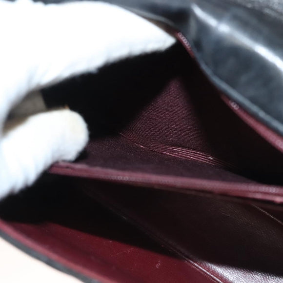 CHANEL Matelasse Chain Hand Bag Lamb Skin Black Silver CC Auth 133037