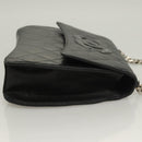 CHANEL Matelasse Chain Hand Bag Lamb Skin Black Silver CC Auth 133037-3