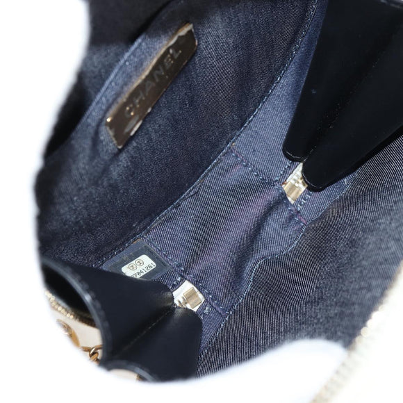 CHANEL Chain Shoulder Bag Leather 2way Black Gold CC Auth 133040M