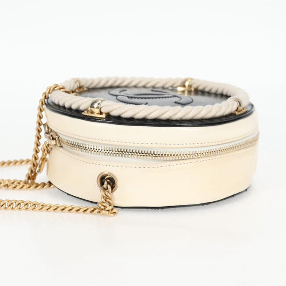 CHANEL Chain Shoulder Bag Leather 2way Black Gold CC Auth 133040M