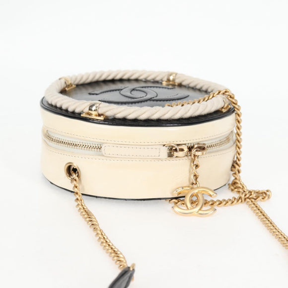 CHANEL Chain Shoulder Bag Leather 2way Black Gold CC Auth 133040M