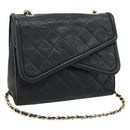 CHANEL Ketten-Schultertasche Leder Schwarz Gold CC Auth 133043-1