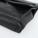 CHANEL Ketten-Schultertasche Leder Schwarz Gold CC Auth 133043-10