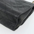 CHANEL Ketten-Schultertasche Leder Schwarz Gold CC Auth 133043-12
