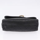 CHANEL Ketten-Schultertasche Leder Schwarz Gold CC Auth 133043-13
