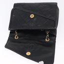 CHANEL Ketten-Schultertasche Leder Schwarz Gold CC Auth 133043-18