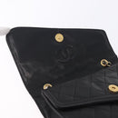 CHANEL Ketten-Schultertasche Leder Schwarz Gold CC Auth 133043-19