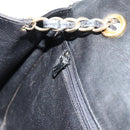 CHANEL Ketten-Schultertasche Leder Schwarz Gold CC Auth 133043-20