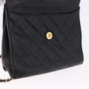 CHANEL Ketten-Schultertasche Leder Schwarz Gold CC Auth 133043-23